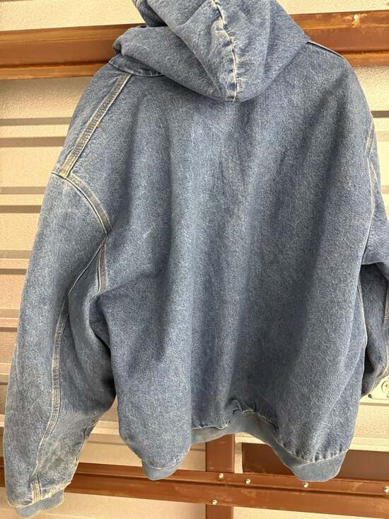 Vintage 90s Carhartt J139 DST Denim Blanket Lined Hooded Active Jacket - Picture 8 of 8